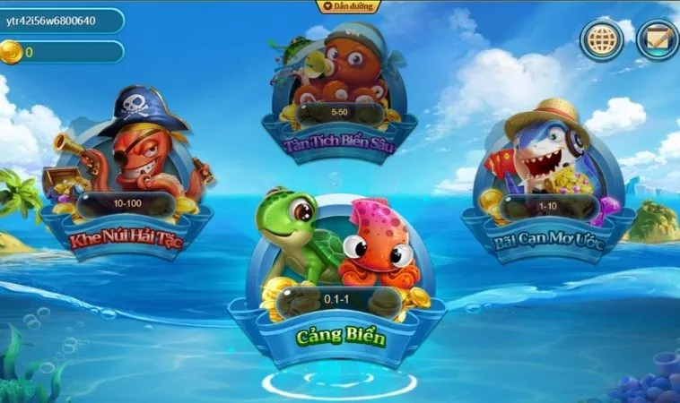 Các phòng chơi trong game Bắn Cá Vua Hải Tặc King88