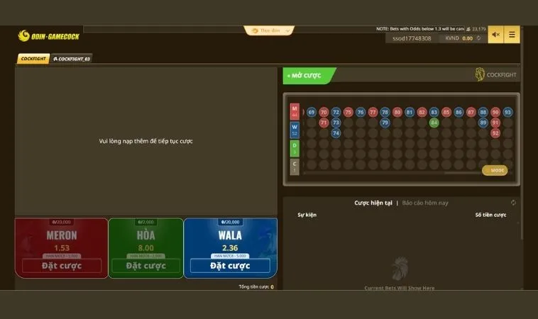 Giao diện cá cược Đá Gà Sabong Tại King88