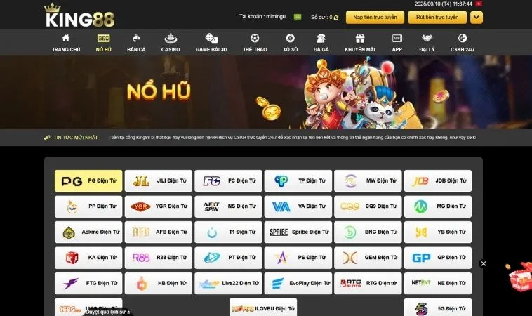 Nhà cái King88 hợp tác với nhiều nhà cung cấp game nổ hũ uy tín